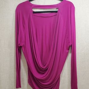 Express Magenta Deep Drape Back Tunic